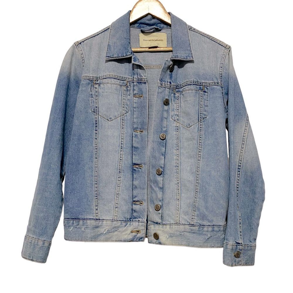 Anthropologie Sz Small Pilcro Light Wash Distressed Denim Jacket